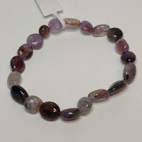 SUPER 7 STRETCHY NUGGET BRACELET NATURAL STONE w/ FREE FELT POUCH - Picture 3 of 8